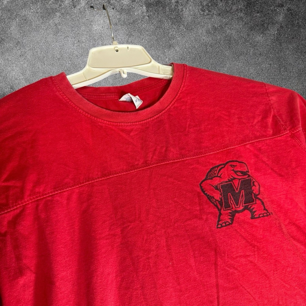 Maryland Terrapins Pressbox Womens M Long Sleeve Shirt Testudo NCAA College Red